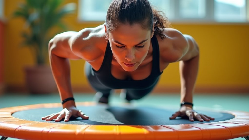 plank push up trampoline workout