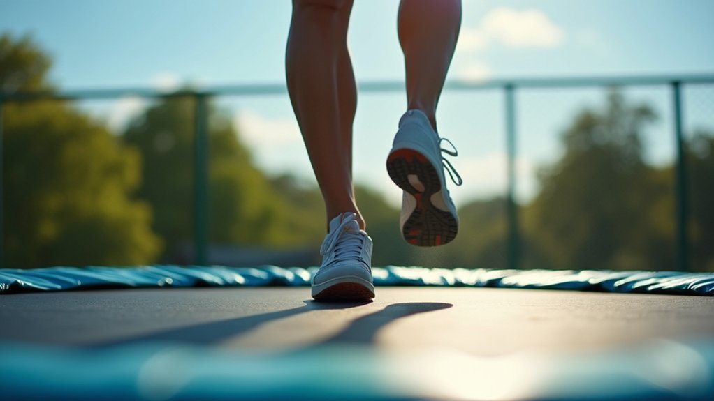 single leg trampoline balance training