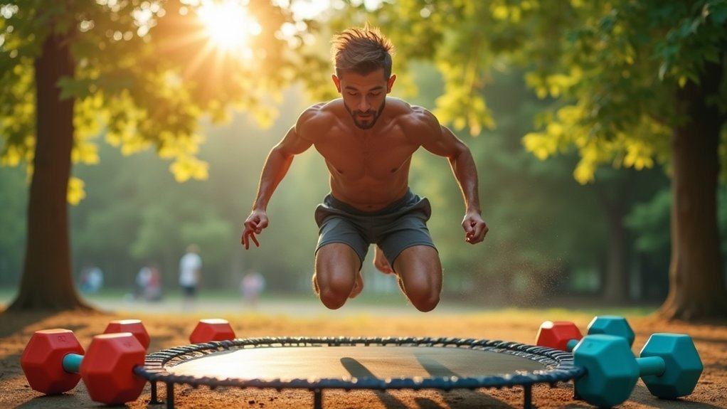dumbbell hiit trampoline workout