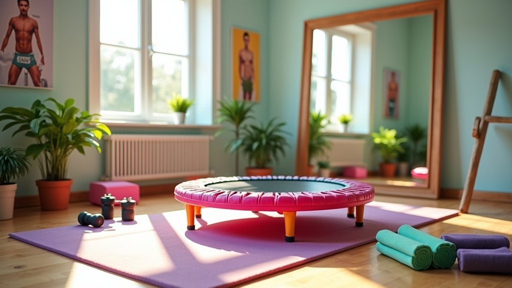 safe trampoline workout space