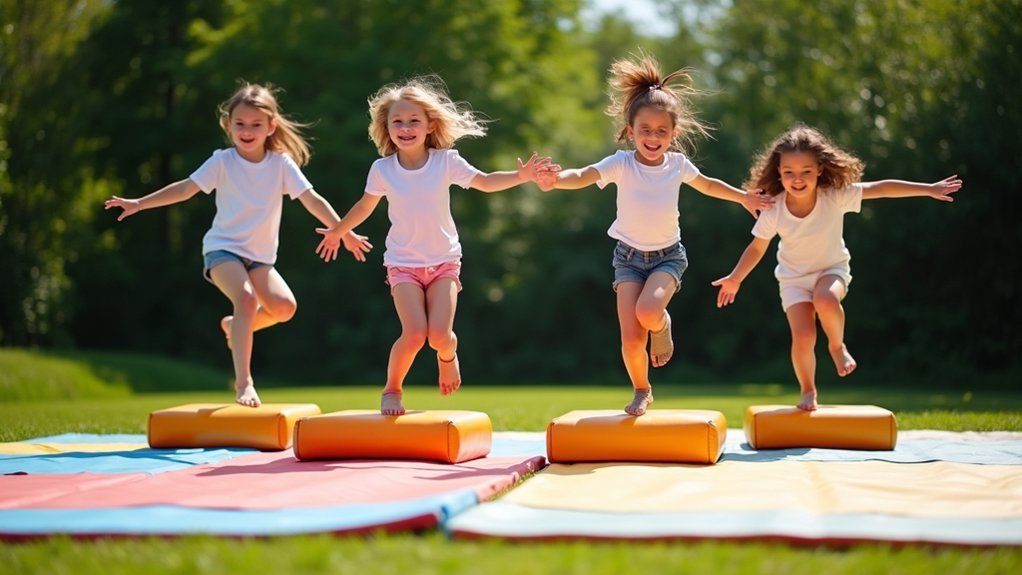 symmetrical trampoline jumping practice